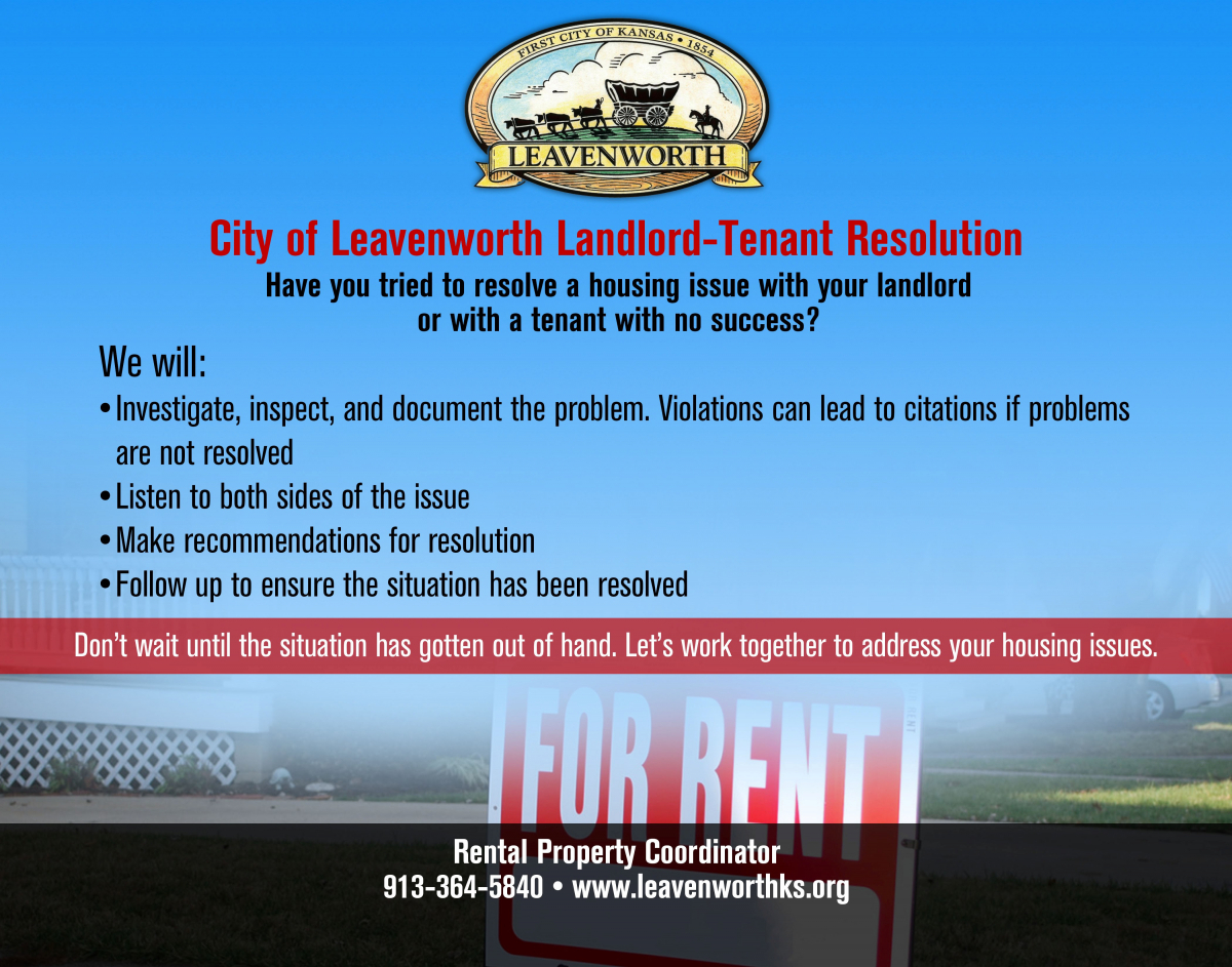 City of Leavenworth Landlord-Tenant Resolution call 913-364-5840