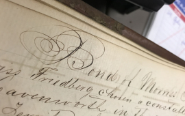 beautiful handwriting from historic bookkeeping in vaults of the city clerk's office