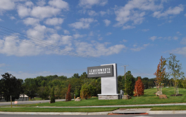 Leavenworth Business and Technology Park shows a sign of the park next to the street