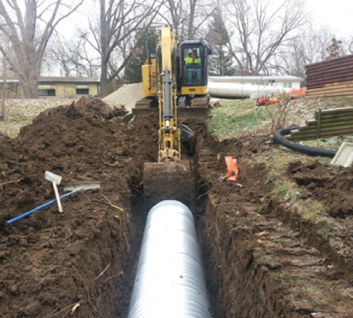 Work done at a Leavenworth residence to replace storm drains