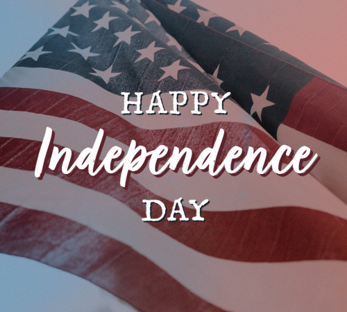 sign with American flag that says "independence day"