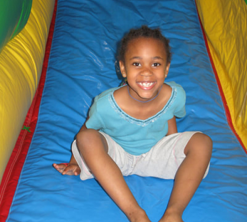 Girl on slide