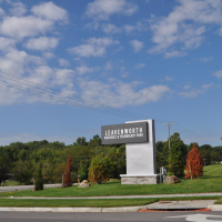 Leavenworth Business and Technology Park shows a sign of the park next to the street