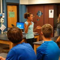Amy Hastings Cragg talks to students