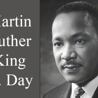 photo of Martin Luther King Jr. with text Martin Luther King Jr. Day