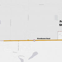 Map shows construction of Eisenhower Road location