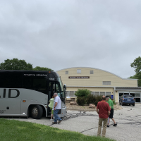 Tour bus in front of the Frontier Army Museum 