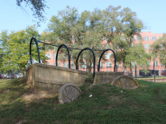 sculptures along three mile creek trail
