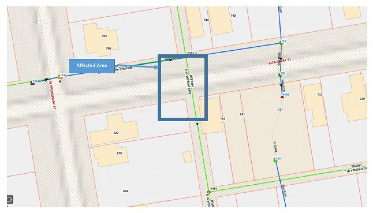 map of affected area